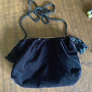 🎈EUC Black Velvet Tassel Evening Bag
